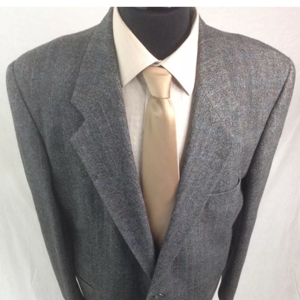 YVES ST LAURENSport Coat Gray w/stripes 100% Wool